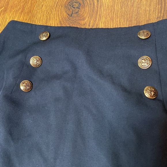 🌹 Lauren Jeffries 🌹 Vintage Black Knee Length Skirt With Gold Deco Buttons - Picture 5 of 16